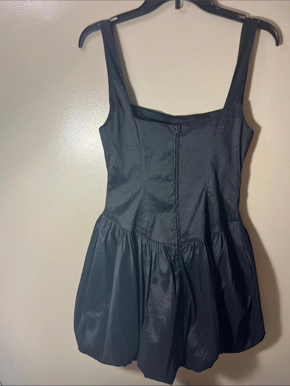 Alex & Sophia Girls' Black Satin Square-Neck Formal Dress.